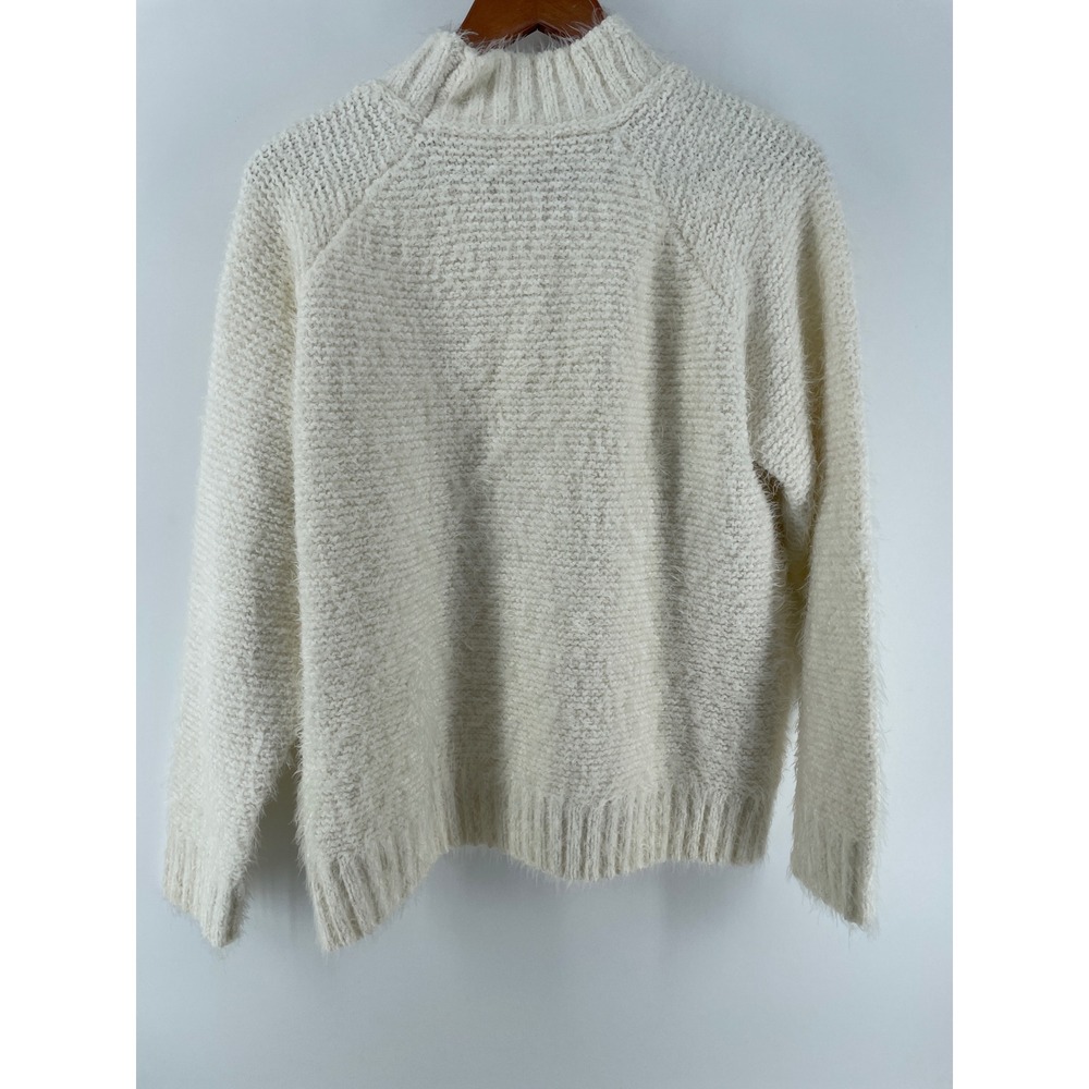 Lou & Grey Sweater Womens Large Cream‎ Ivory Fuzzy Minimalist Cozy Cottagecore - Picture 3 of 7